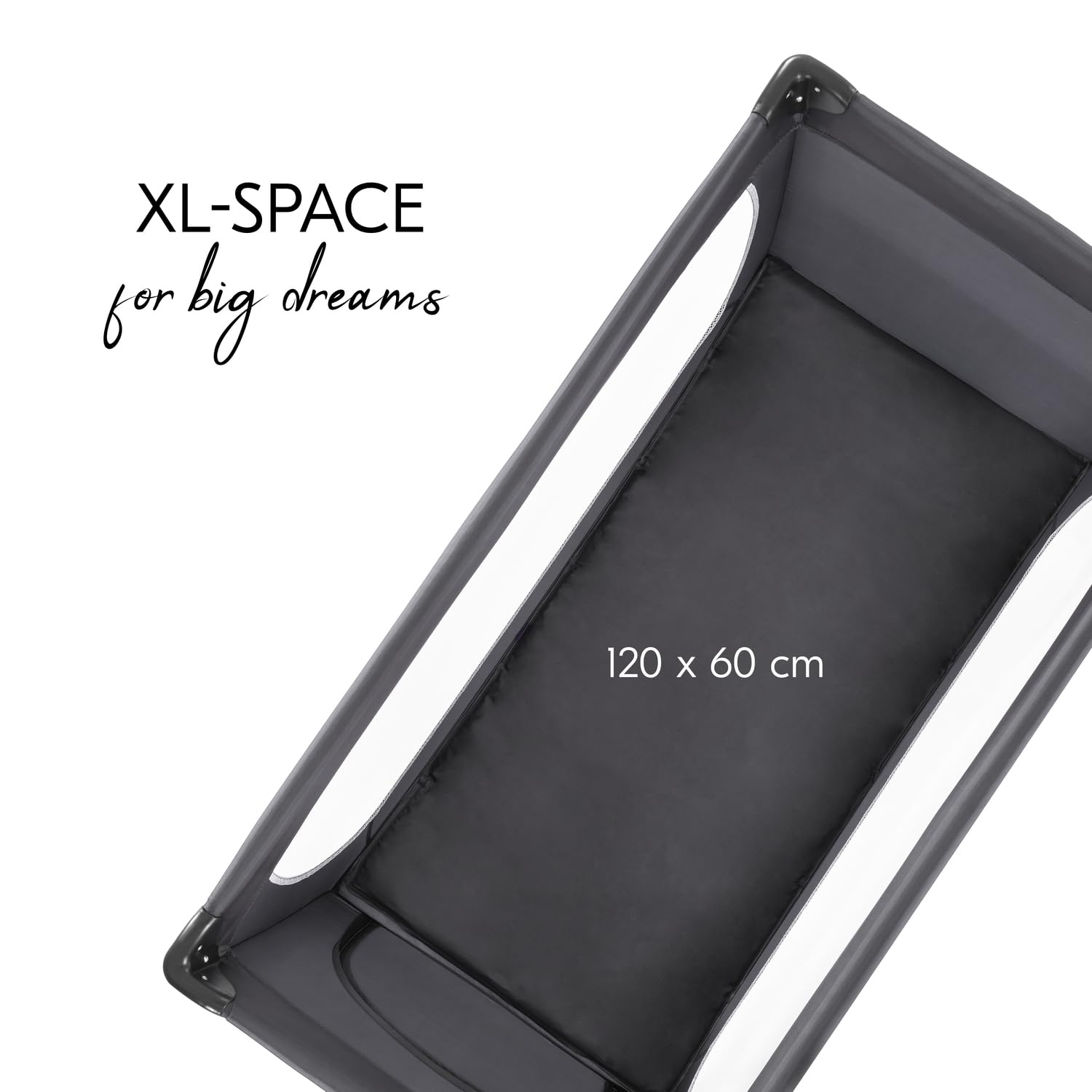 Hauck Dream N Play Plus Reisebett Grau mit Tragetasche – Faltbar, 0–15 kg