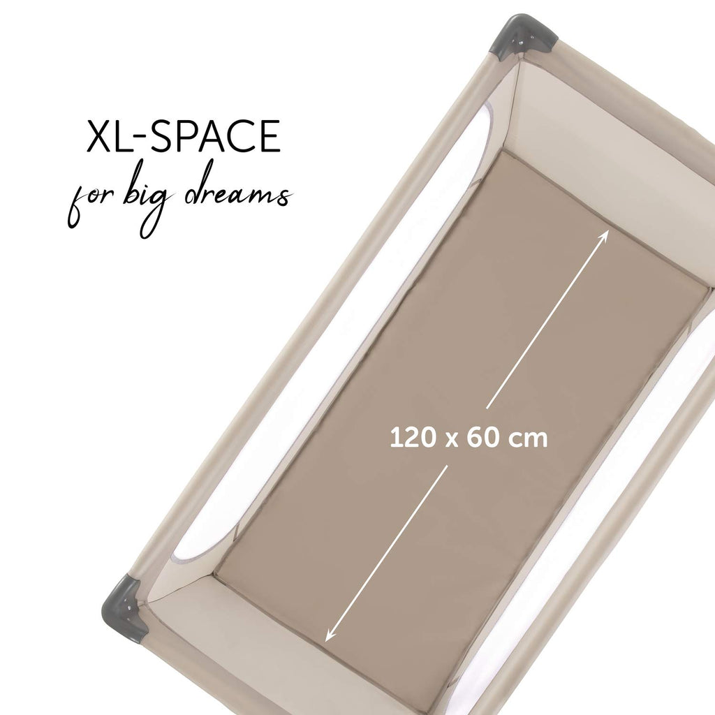 Hauck Dream N Play Baby Reisebett 120x60 cm – Faltbar inkl. Tragetasche, Laufstall Funktion – Beige
