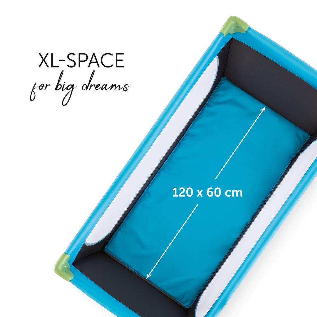 Hauck Dream N Play Reisebett Waterblue mit Tragetasche – Faltbar, 0–15 kg