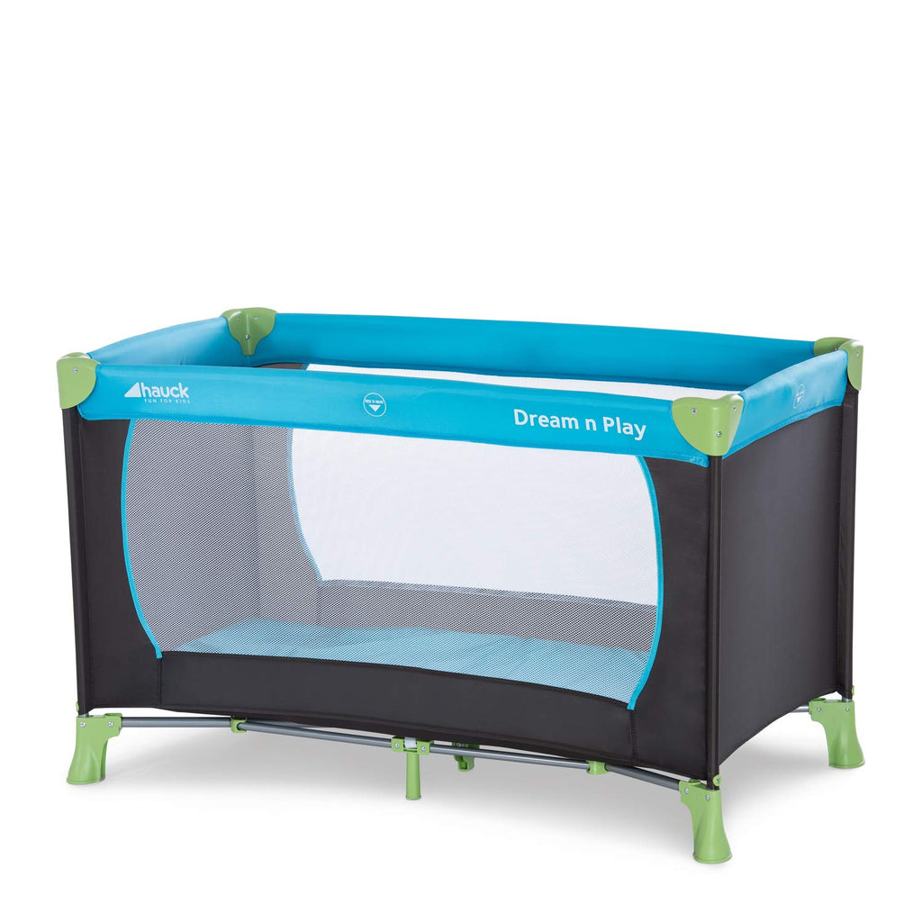 Hauck Dream N Play Reisebett Waterblue mit Tragetasche – Faltbar, 0–15 kg
